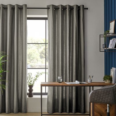 ARCH2201 Grey Charcoal Lined Cotton Eyelet Curtains from Next Hong Kong