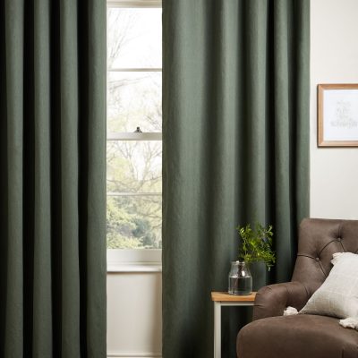ARCH2190 Green Thyme Blackout/Thermal Cotton Eyelet Curtains from Next Hong Kong