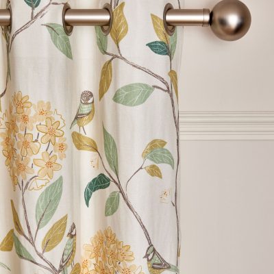 ARCH2205 Natural Floral Bird Print Blackout Thermal Eyelet Curtains from Next Hong Kong