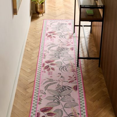 ARCH2176 Pink Washable Exotic Monkey Floral Runner
