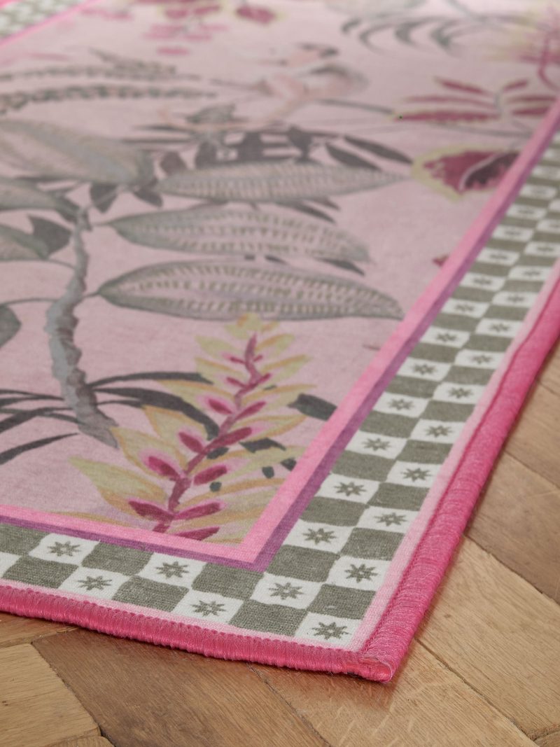 ARCH2176 Pink Washable Exotic Monkey Floral Runner - Image 2