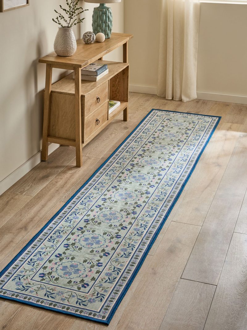 ARCH2178 Blue Washable Bridget Floral Runner