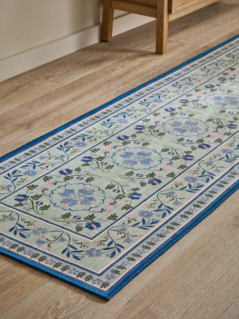 ARCH2178 Blue Washable Bridget Floral Runner - Image 2