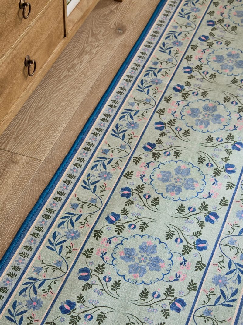 ARCH2178 Blue Washable Bridget Floral Runner - Image 3