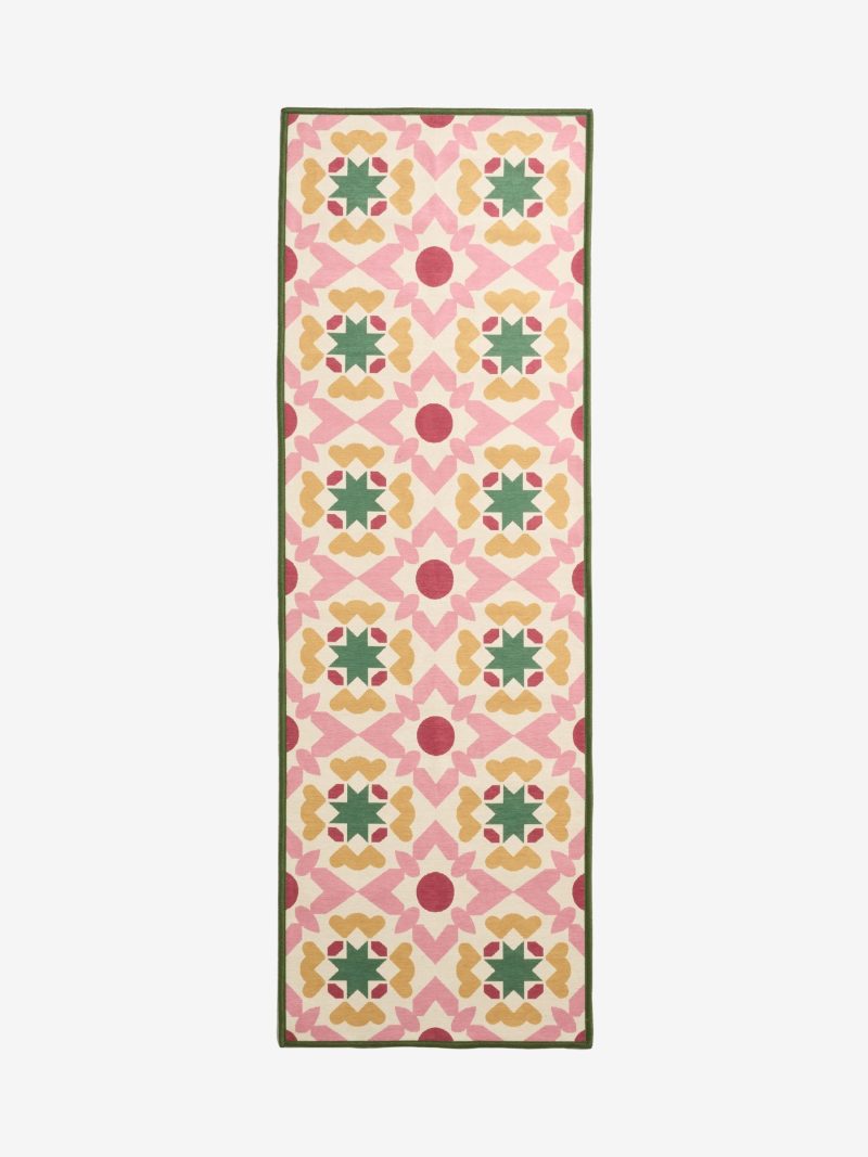 ARCH2183 Pink Washable Geometric Tile Runner - Image 5