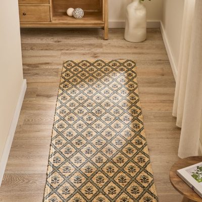 ARCH2184 Natural Floral Printed Jute Runner