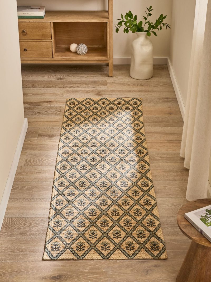 ARCH2184 Natural Floral Printed Jute Runner