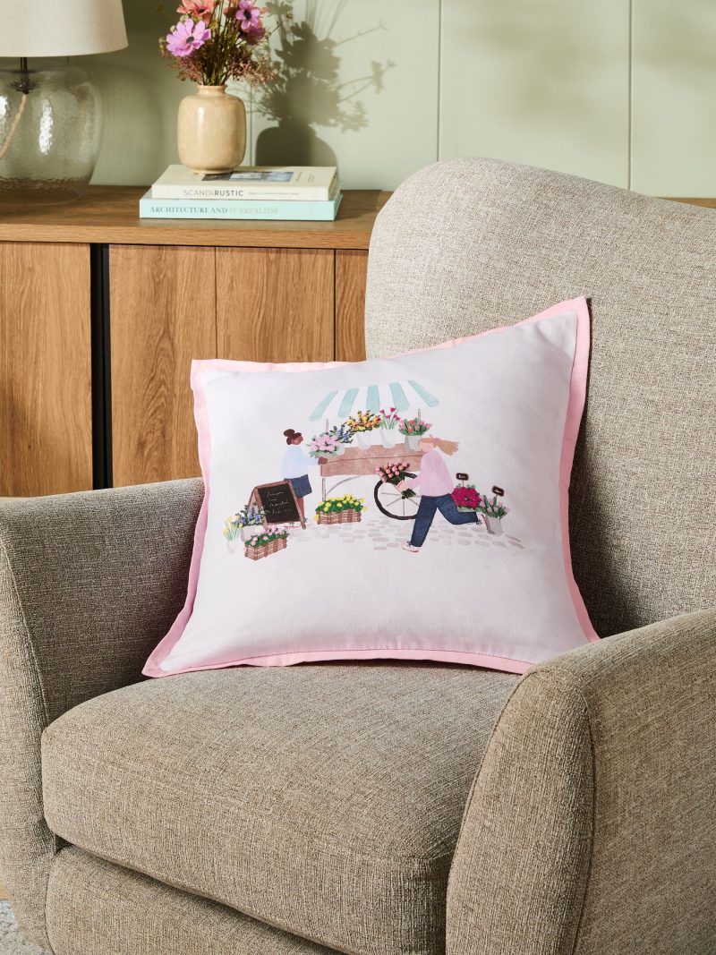 ARCH2168 Pink Flower Market Cushion