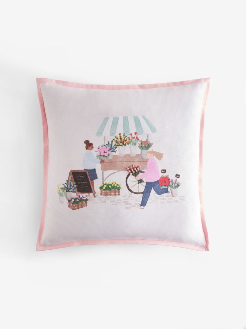 ARCH2168 Pink Flower Market Cushion - Image 2