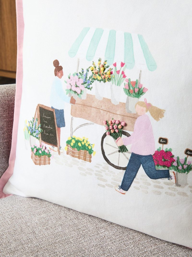 ARCH2168 Pink Flower Market Cushion - Image 5