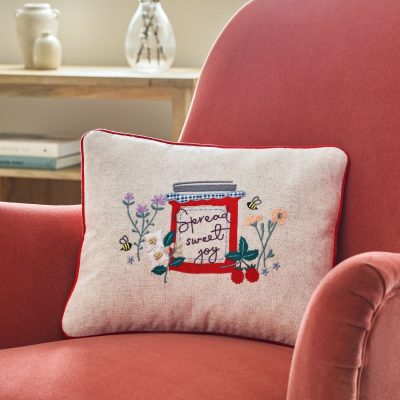 ARCH2160 Red Spread Sweet Joy Jam Pot Slogan Cushion