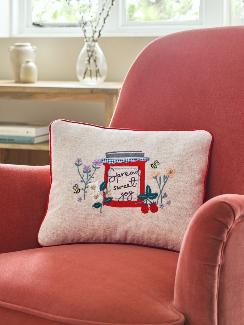 ARCH2160 Red Spread Sweet Joy Jam Pot Slogan Cushion