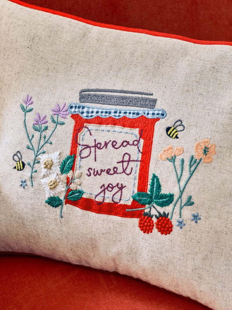 ARCH2160 Red Spread Sweet Joy Jam Pot Slogan Cushion - Image 2