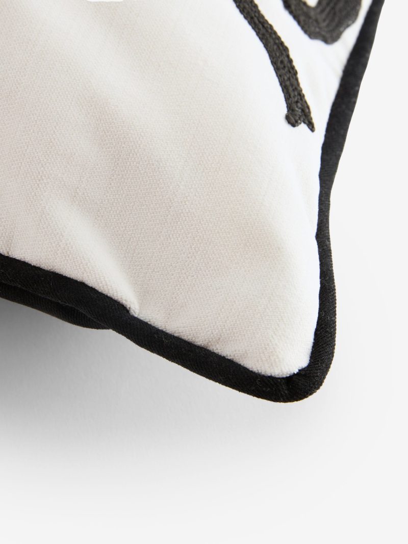 ARCH2166 Black/White Embroidered Bow 50 x 30cm Cushion - Image 5