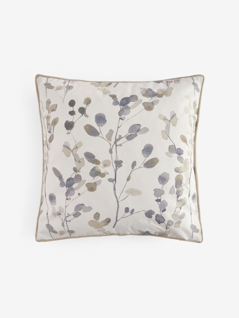 ARCH2172 Natural/Blue Honesty Leaf Floral Printed Cushion - Image 3