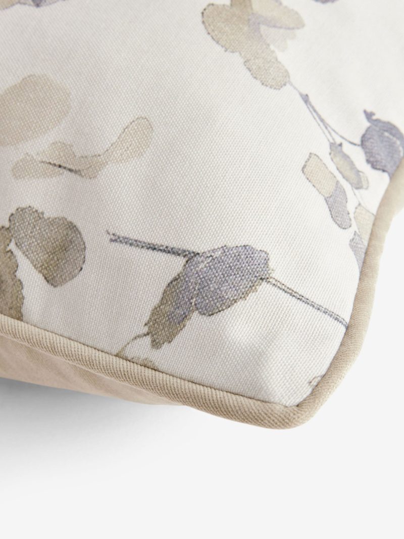ARCH2172 Natural/Blue Honesty Leaf Floral Printed Cushion - Image 5