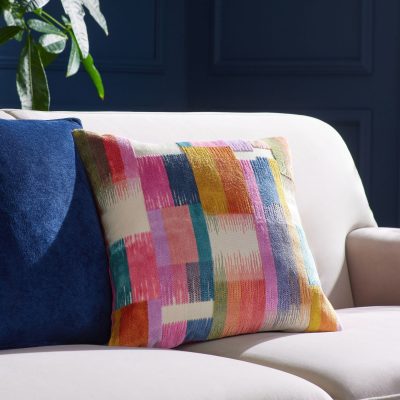 ARCH2170 Multi Bright Cut Velvet Retro Etch 43 x 43cm Cushion