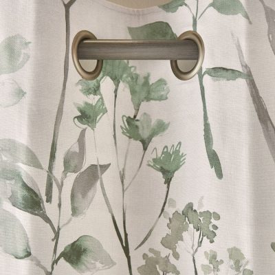 ARCH2200 Green Isla Floral Print Blackout/Thermal 100% Cotton Eyelet Curtains from Next Hong Kong