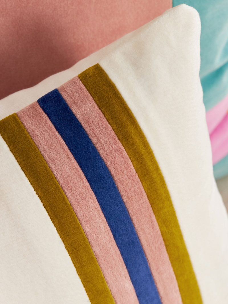 ARCH2163 Multi Bright 50 x 30cm Joy Velvet Stripe Cushion - Image 2