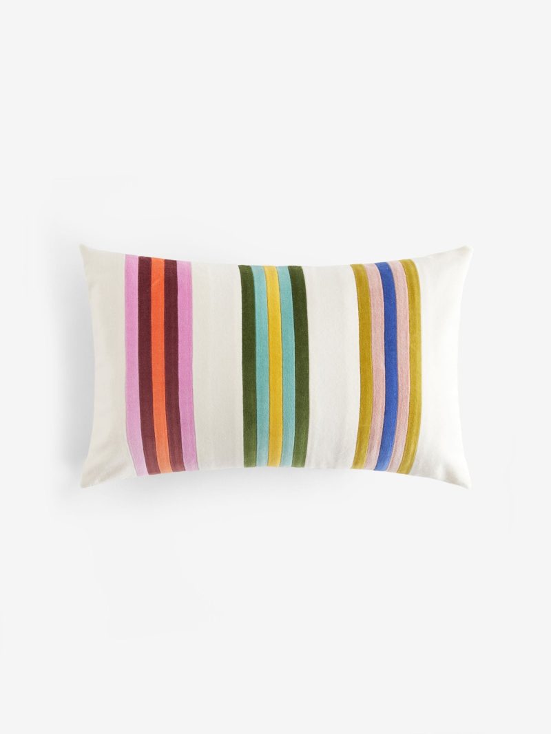 ARCH2163 Multi Bright 50 x 30cm Joy Velvet Stripe Cushion - Image 3