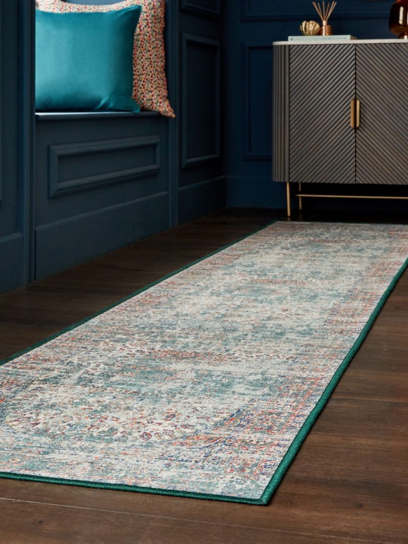 ARCH2180 Teal Blue Washable Emporium Oriental Runner - Image 2