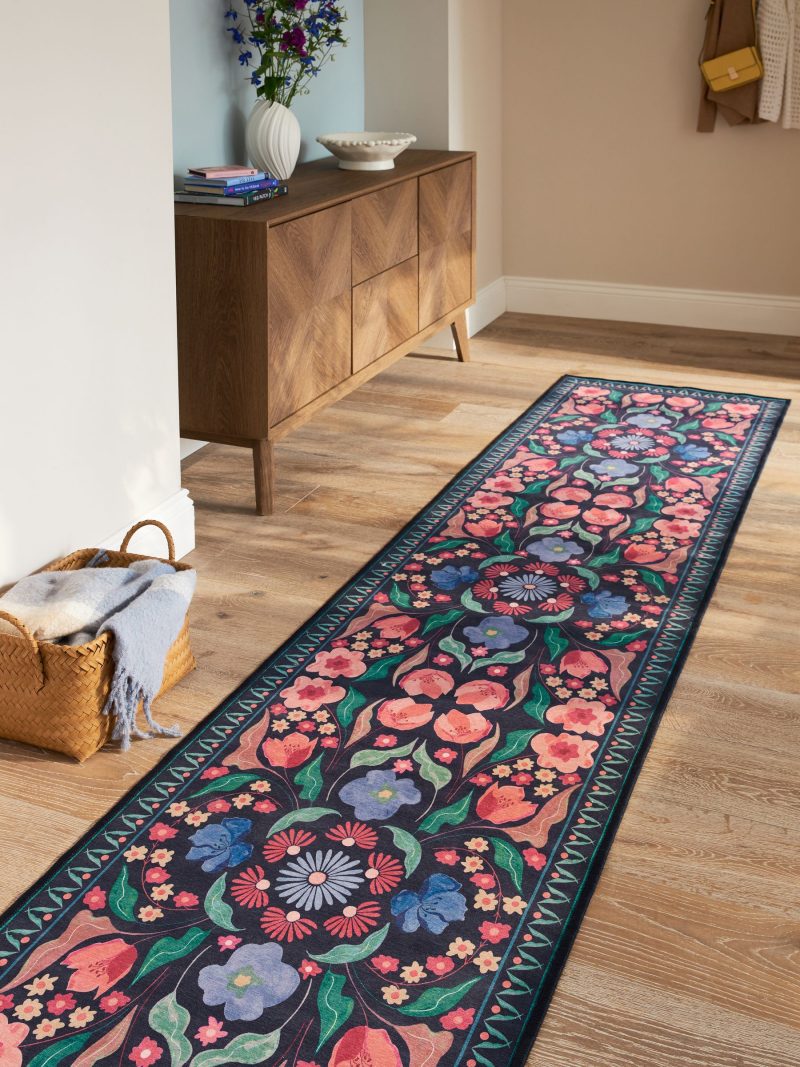 ARCH2182 Blue Bettie Floral Runner