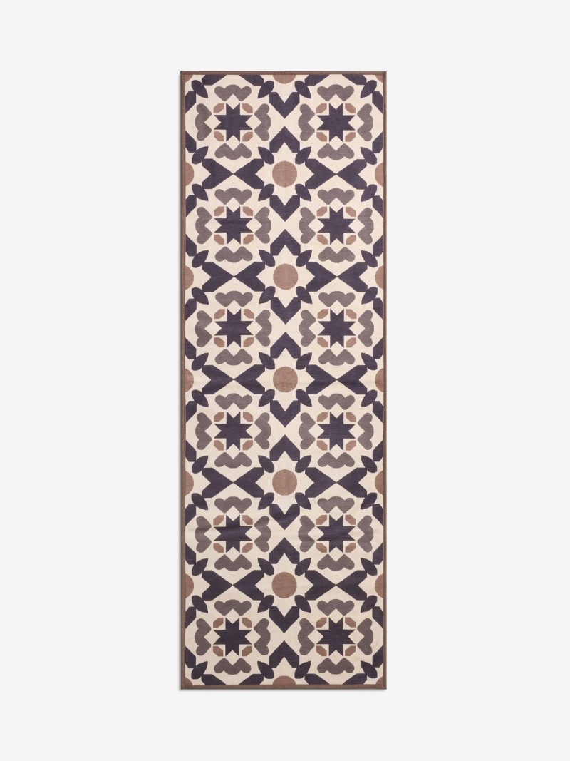 ARCH2179 Chocolate Brown Washable Geometric Tile Runner - Image 5