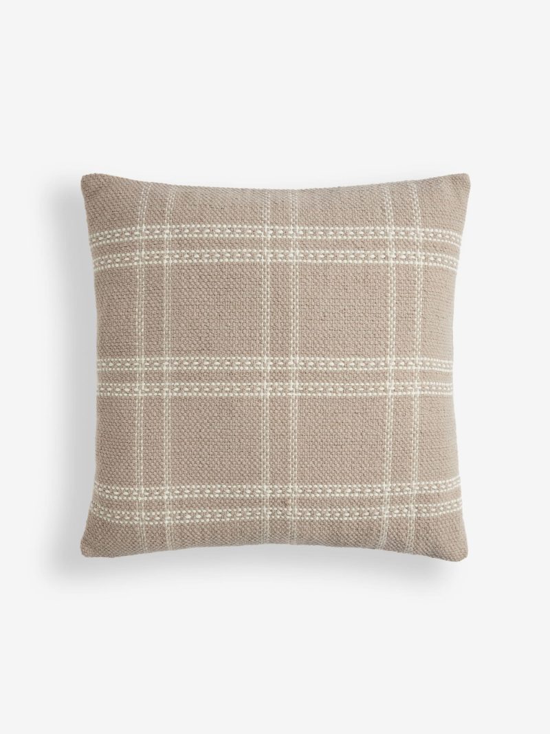 ARCH2162 Natural Windowpane Check 100% Cotton Rectangular Cushion - Image 2