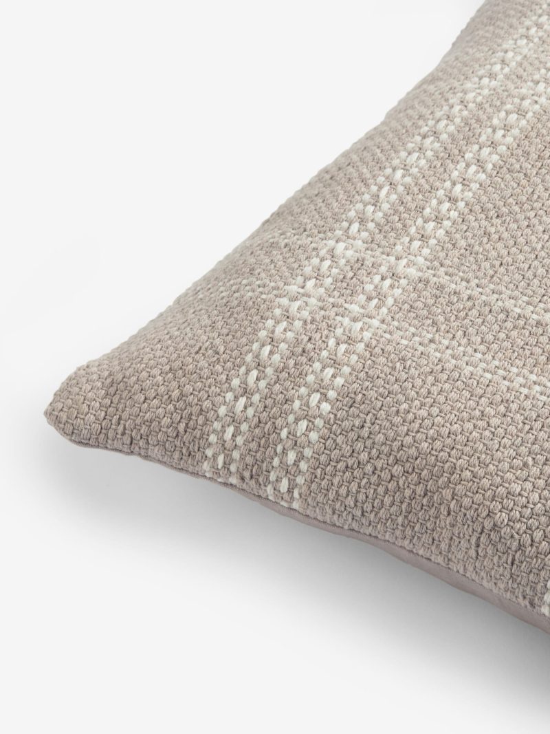 ARCH2162 Natural Windowpane Check 100% Cotton Rectangular Cushion - Image 4