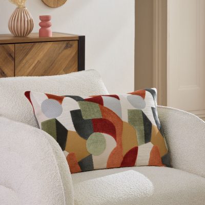 ARCH2167 Orange 40 x 59cm Cut Velvet Collage Cushion