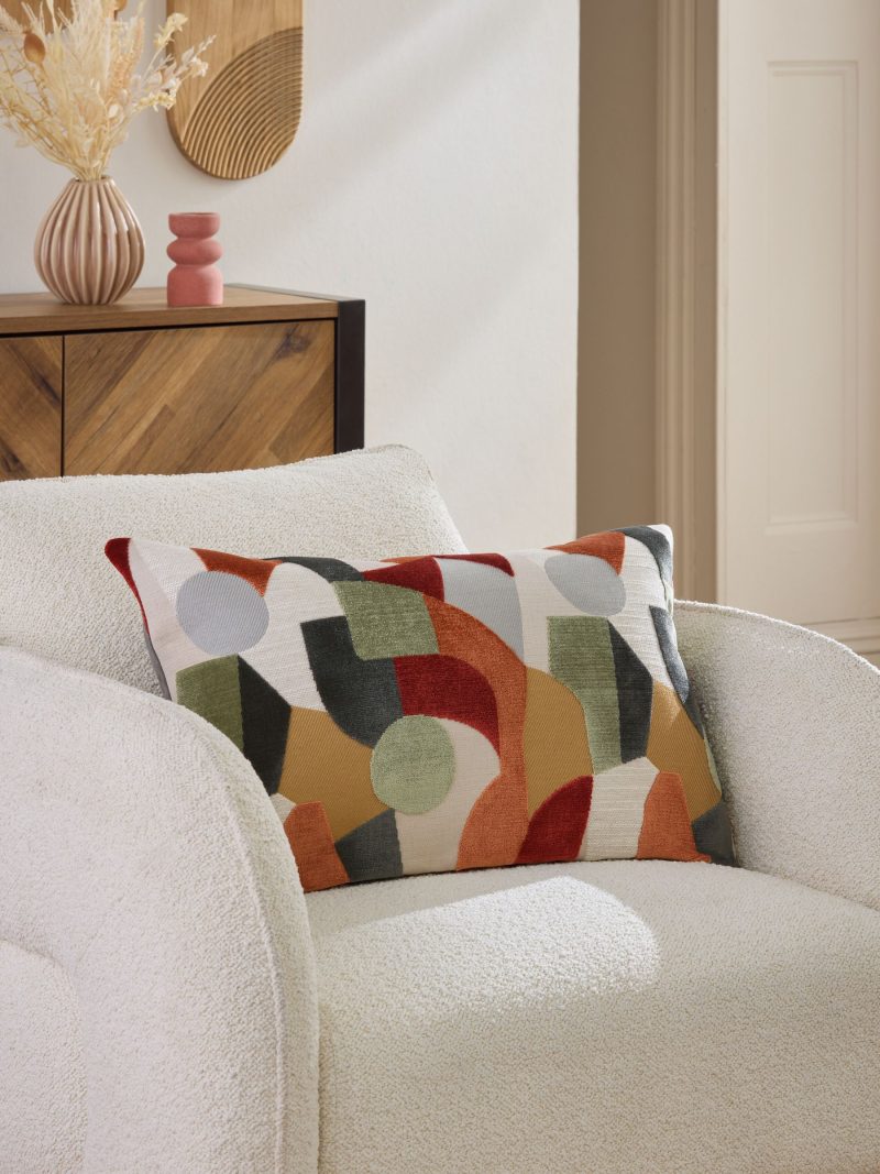 ARCH2167 Orange 40 x 59cm Cut Velvet Collage Cushion