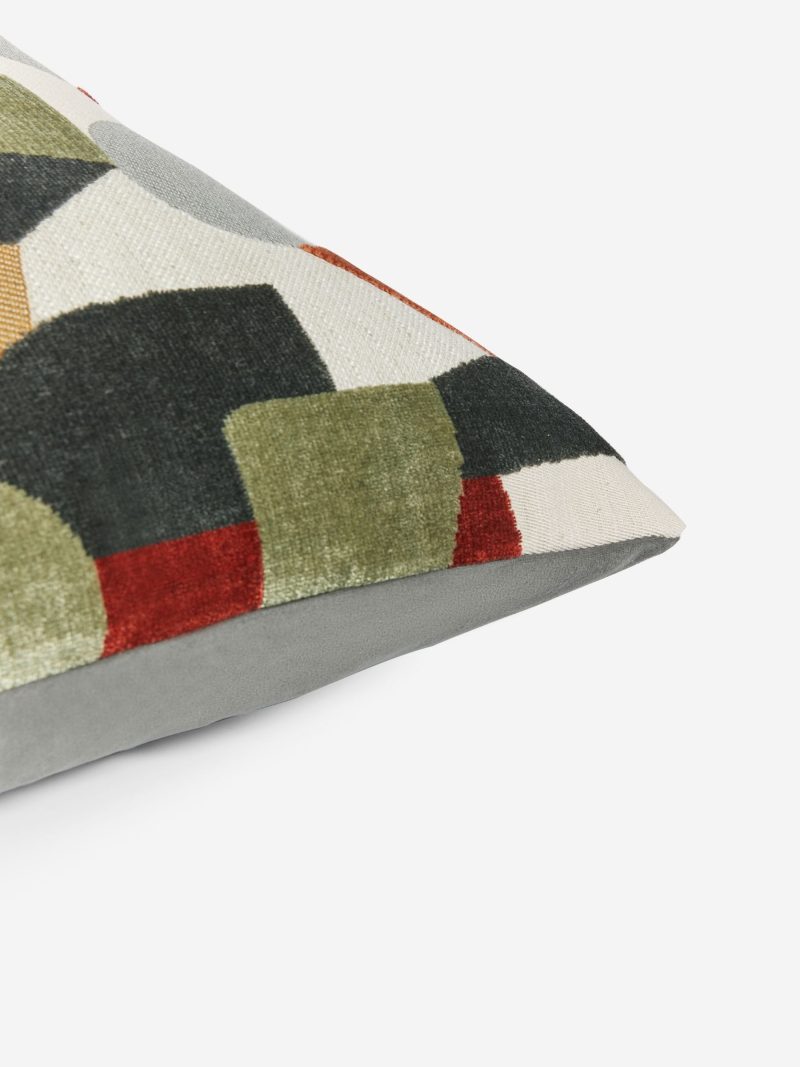 ARCH2167 Orange 40 x 59cm Cut Velvet Collage Cushion - Image 4