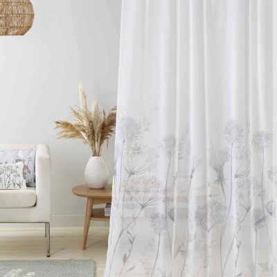 ARCH2188 Catherine Lansfield White Meadowsweet Floral Voile Slot Top Sheer Panel Curtains from Next Hong Kong